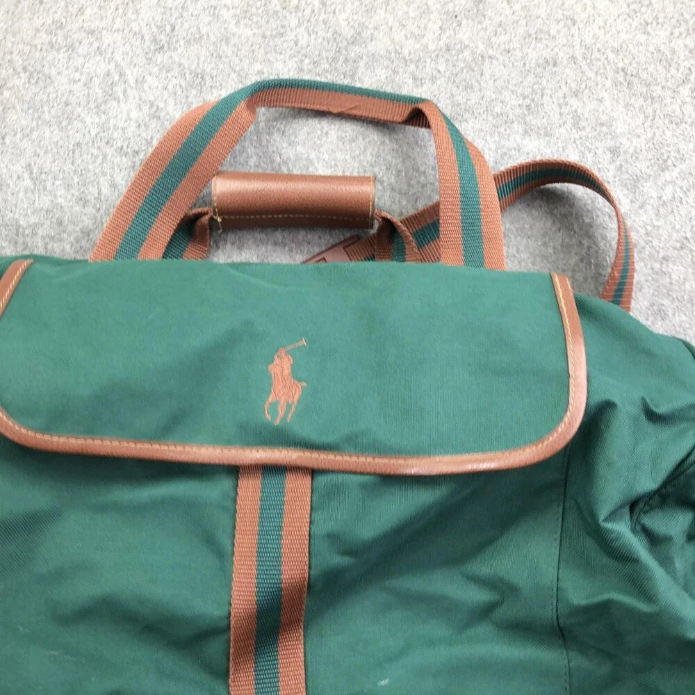 Polo Ralph Lauren Green Canvas Duffle Bag 22in Travel Weekender Shoulder Strap